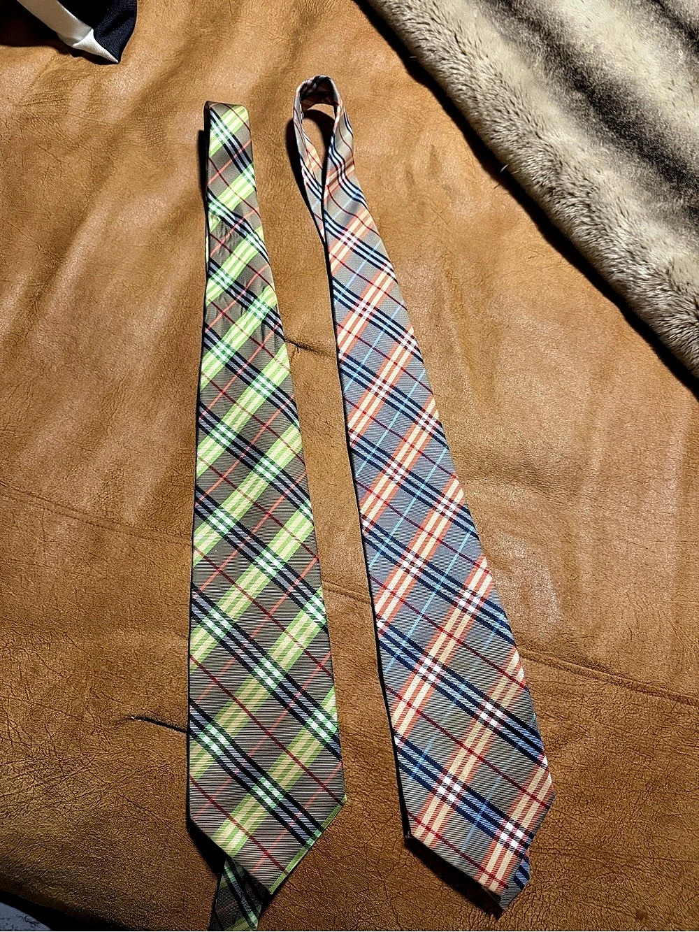 Burberry Plaid Necktie Set in Blue & Green